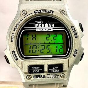 RARE Timex Ironman Triathlon Unisex Watch Stainless Steel INDIGLO Vintage